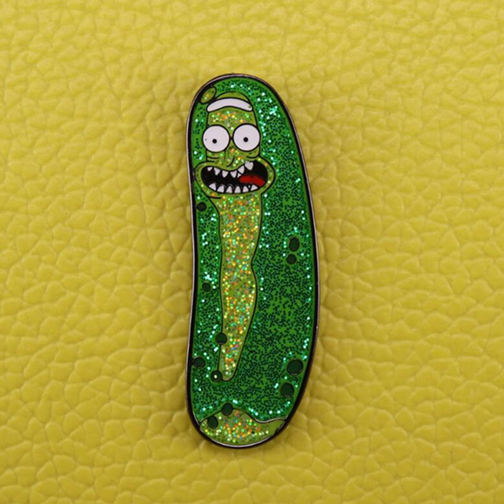 Pickle Rick enamel pin eccentric scientist Rick Sanchez turns himself into a pickle brooch