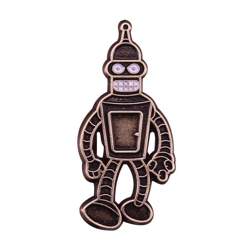 Bender enamel pin retro combat robot brooch cute animated cartoon jewelry