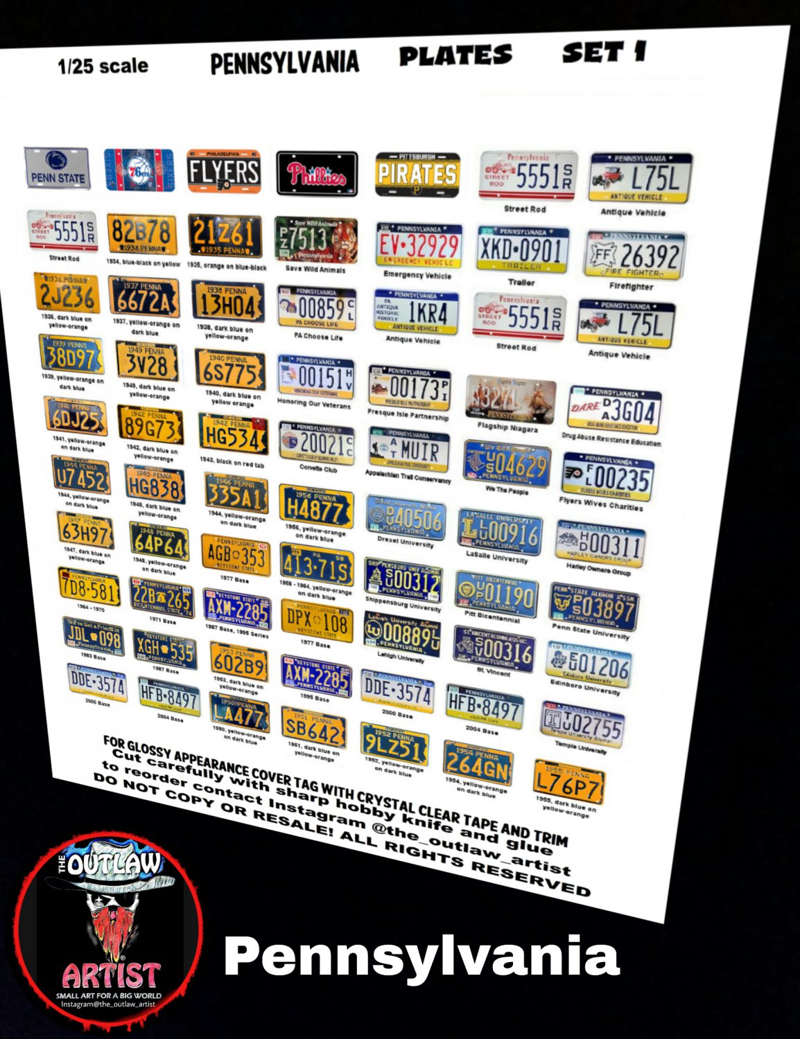 PENNSYLVANIA License Plate Set 1/24 1/25 Scale