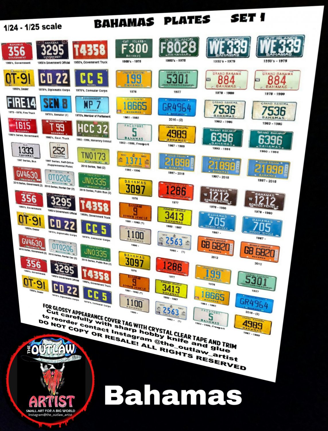 BAHAMAS License Plate Set 1/24 1/25 Scale