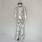 Silver stiltswalker Mirror man , mirror man performance costume suit