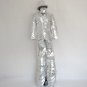 Silver stiltswalker Mirror man , mirror man performance costume suit