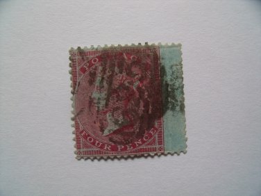 QV 4d Carmine Blue Paper Postage Stamp 1855