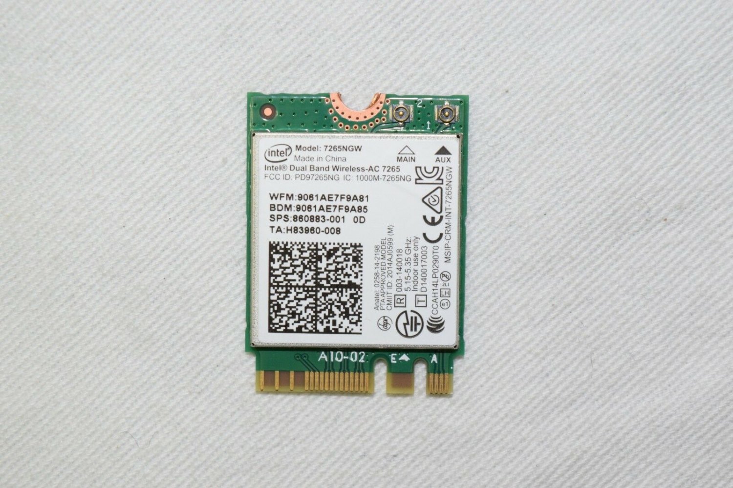 Intel 7265NGW, Dual Band Wireless-AC 7265 802.11ac