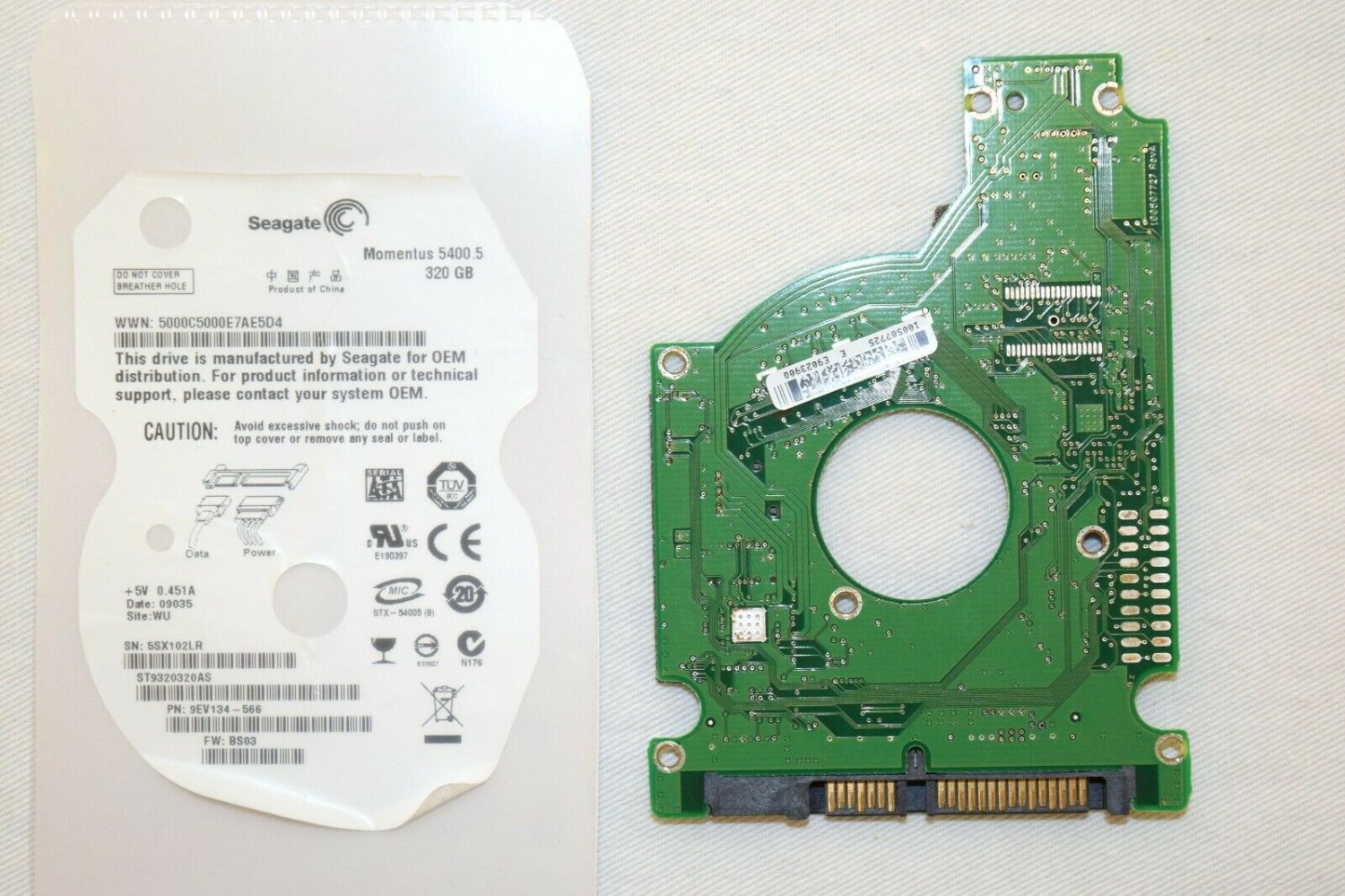Seagate ST932032AS PCB Hard Drive Controller Board, P/N 100507727 Rev A