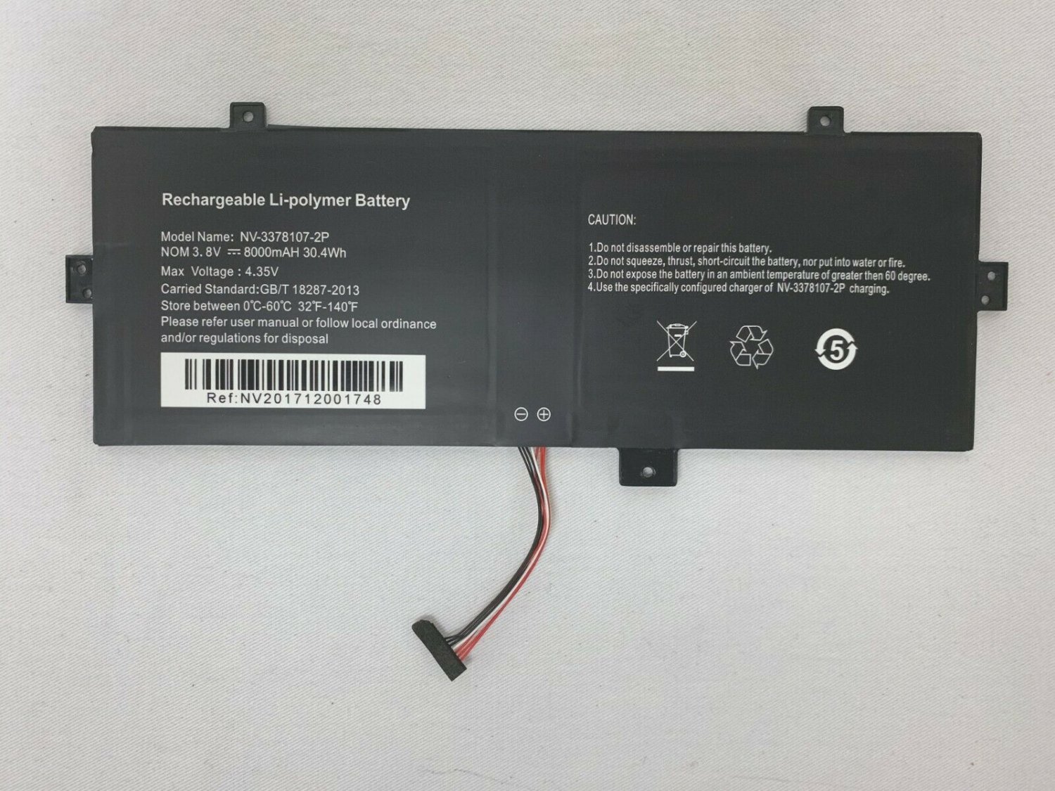 Packard Bell Cloudbook N11200 Battery, 3.8V, 30.4Wh, NV-3378107-2P