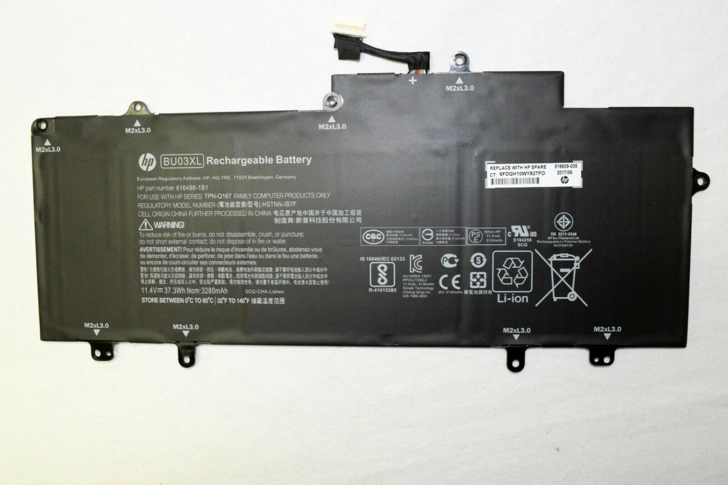 HP Chromebook BU03XL Laptop Battery, 816498-1B1
