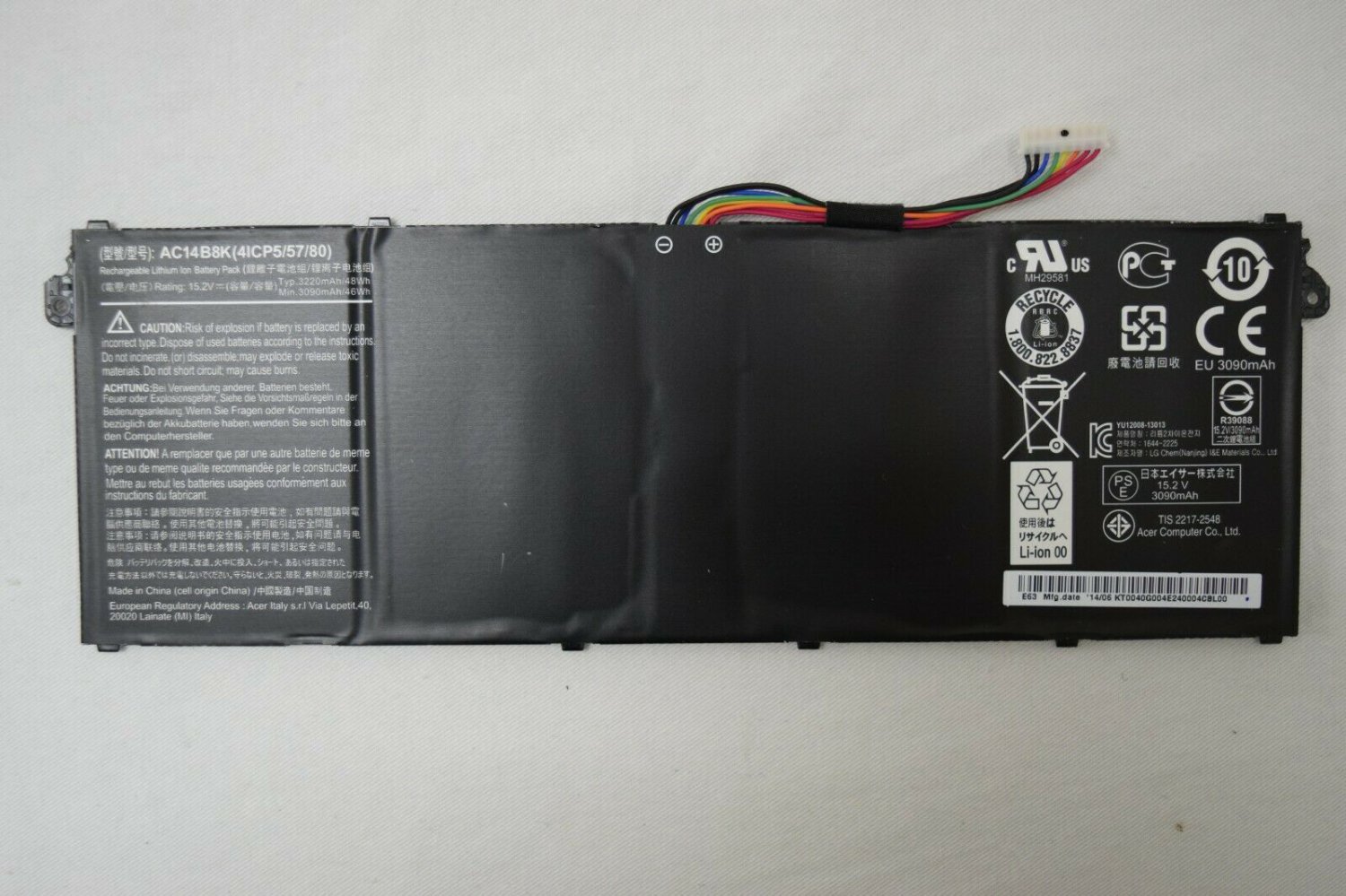 Acer Aspire AC14B8K Laptop Battery, 48Wh, 3220mAh, 15.2V