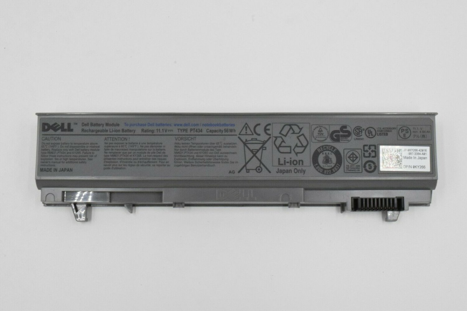 Dell Latitude E6400 Rechargeable Li-ion Battery PT434, 11.1V, 56Wh, P/N 0KY266