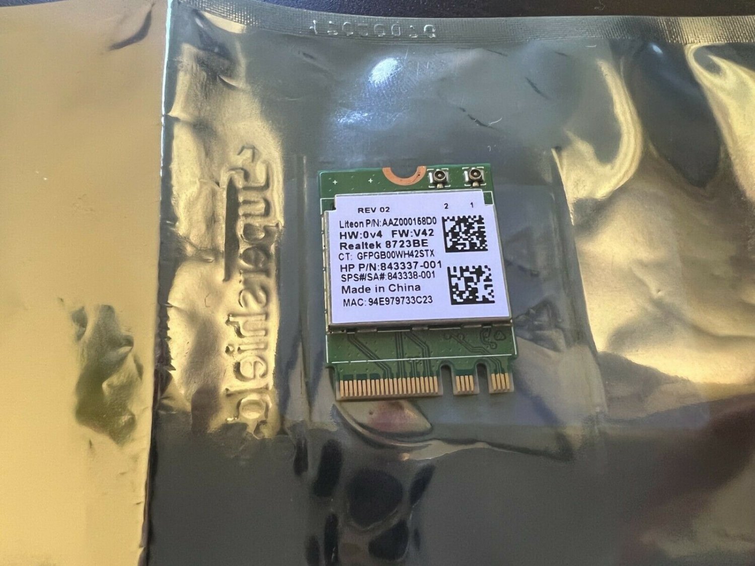 Liteon AAZ000158D0 Realtek 8723BE HP 843337-001 Laptop Wireless Card