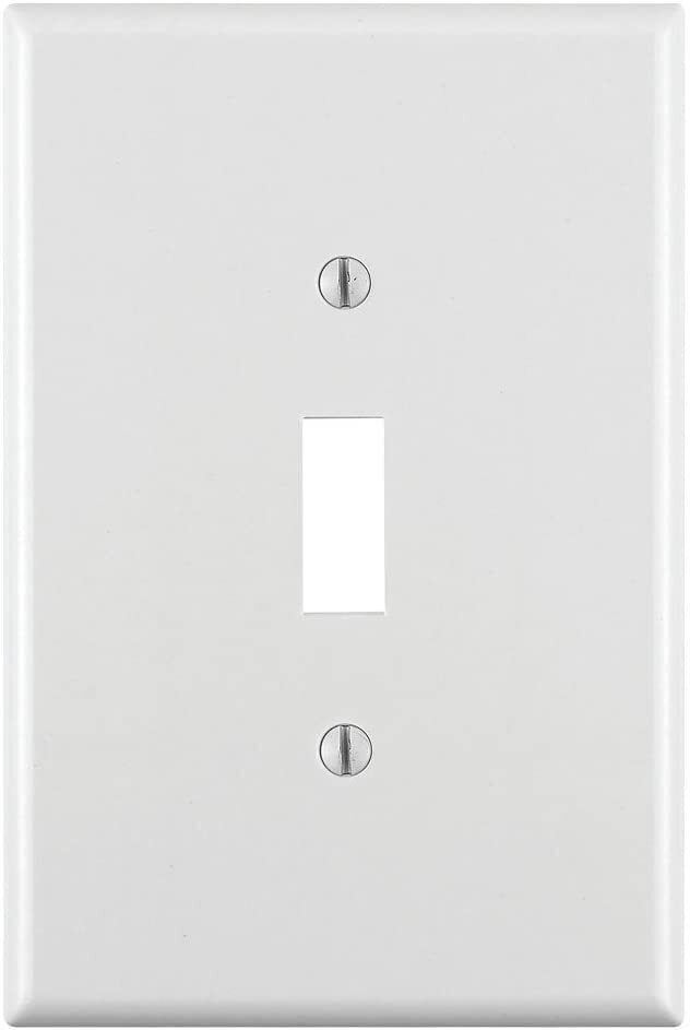 Leviton 86001 1-Gang Toggle Device Swtch Wall Plate, Std Size, White, B000FPCC74
