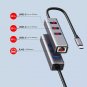 NEW Combo Gigabit Ethernet USB Type-A 3 Port Hub Adapter 5Gbps, MacBook, Windows