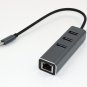 NEW Combo Gigabit Ethernet USB Type-A 3 Port Hub Adapter 5Gbps, MacBook, Windows