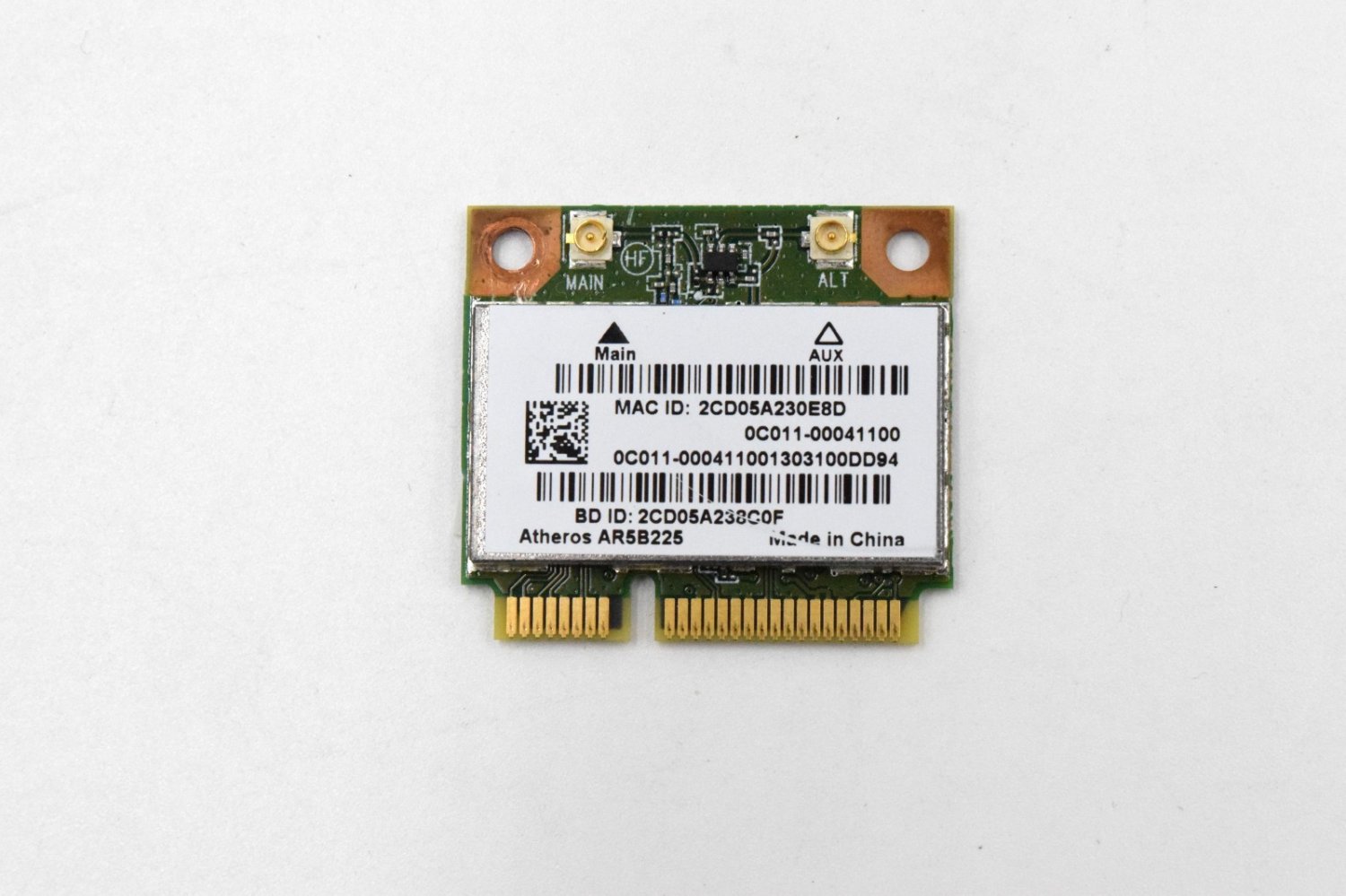 Atheros AR5B225, Half Size Mini PCI-E WiFi Bluetooth Card