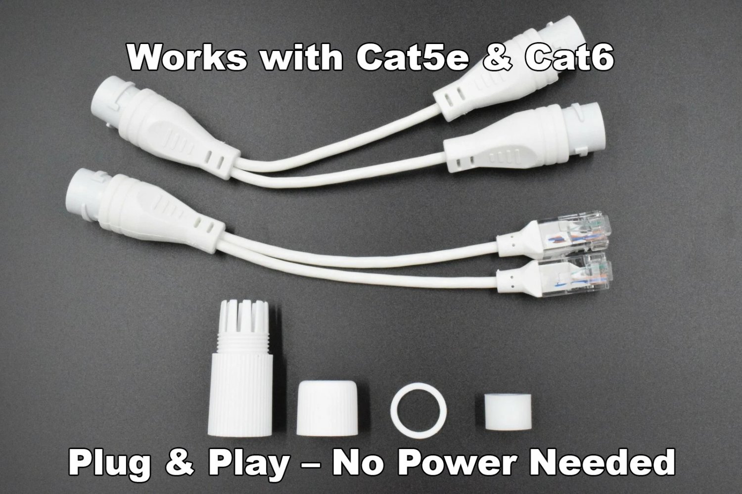 RJ45 Ethernet Splitter Cat5e/Cat6 PoE 2 Devices Over 1 Cable Adapter