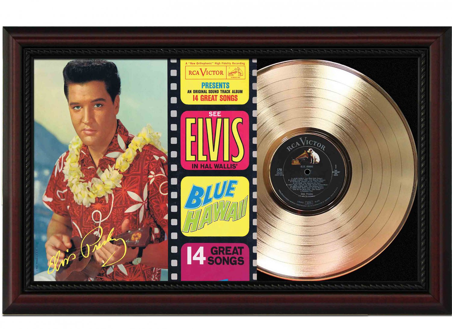 ELVIS "Blue Hawaii" Framed Record Display.