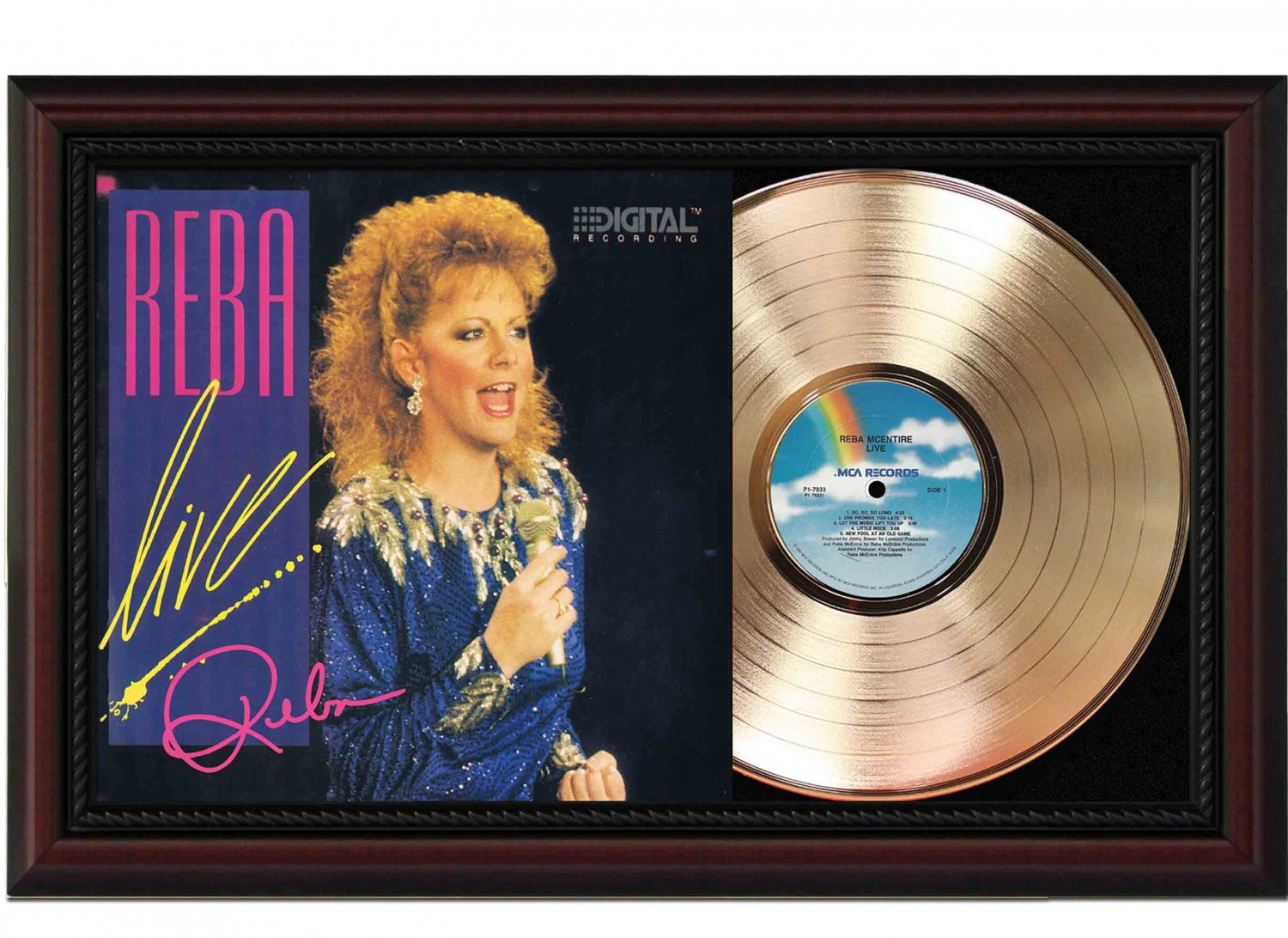 REBA MCENTIRE "Live" Framed Record Display.