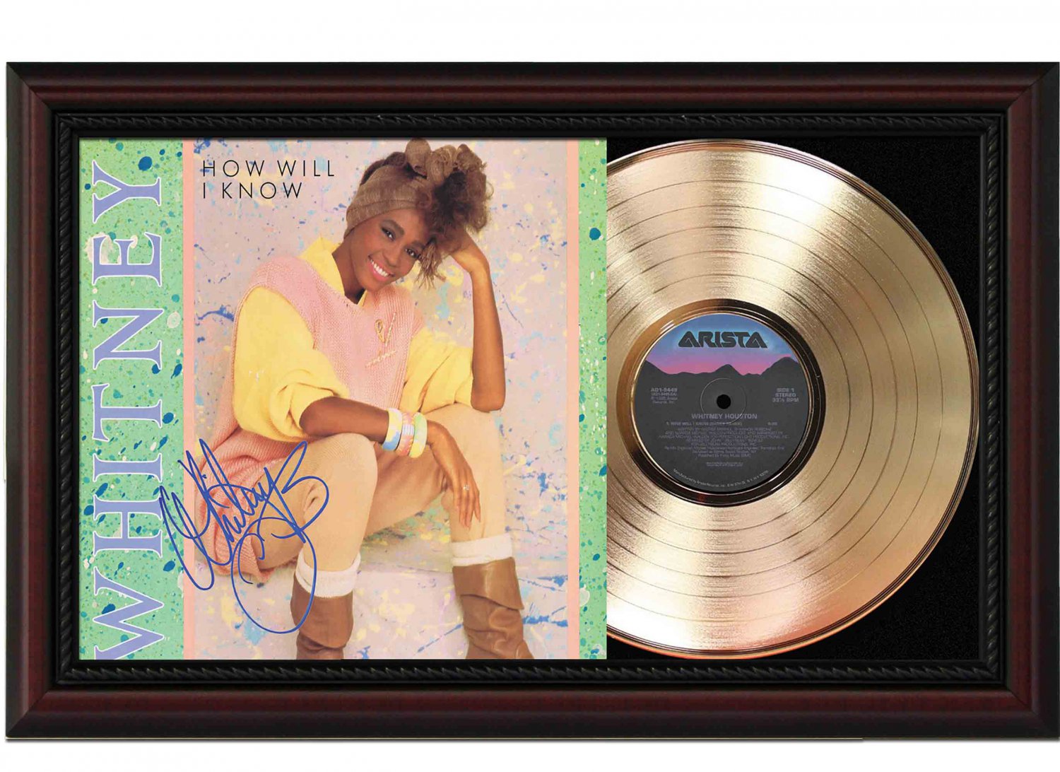 WHITNEY HOUSTON "How Will I Know" Framed Record Display.