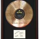 BEATLES "All My Loving" Cherry Wood Gold LP Record Framed Etched Signature Display