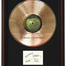 BEATLES "I Am the Walrus" Cherry Wood Gold LP Record Framed Etched Signature Display