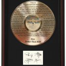 KISS "Hotter than Hell" Cherry Wood Gold LP Record Framed Etched Signature Display
