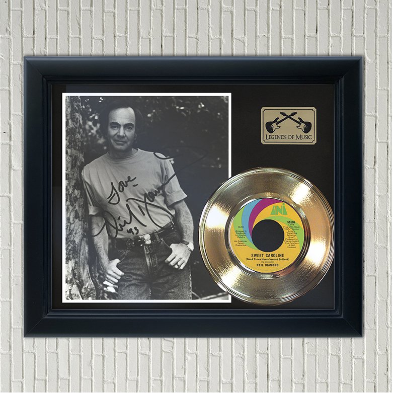NEIL DIAMOND &acirc;��Sweet Caroline" Framed Reproduction Signed Record Display