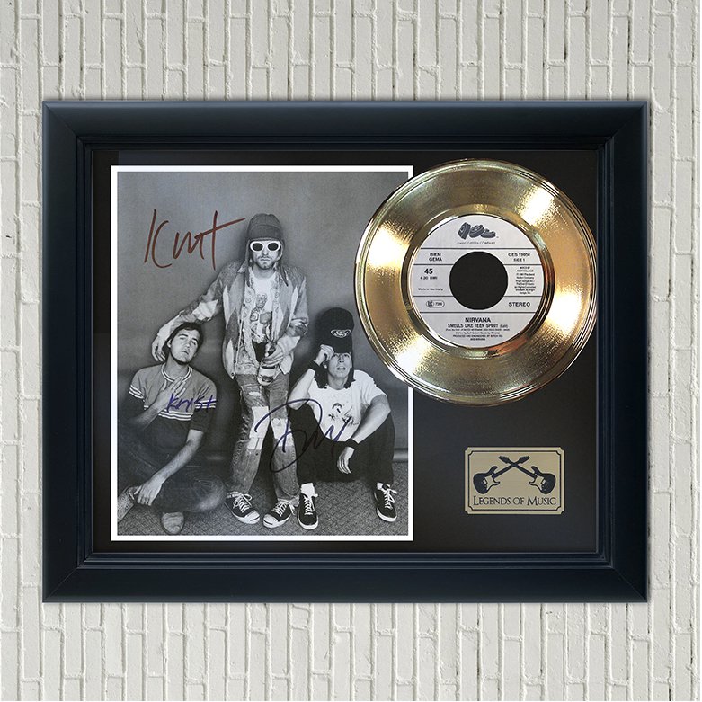 NIRVANA âSmells Like Teen Spirit" Framed Reproduction Signed Record Display