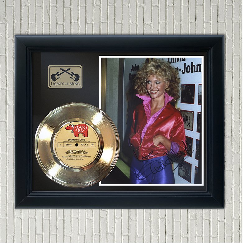 OLIVIA NEWTON-JOHN âSummer Nights" Framed Reproduction Signed Record Display