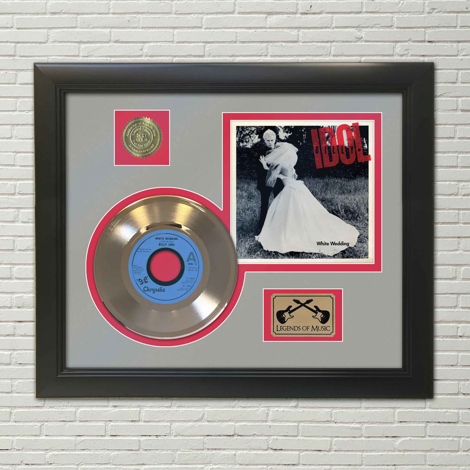 BILLY IDOL "White Wedding" Framed Picture Sleeve Gold 45 Record Display