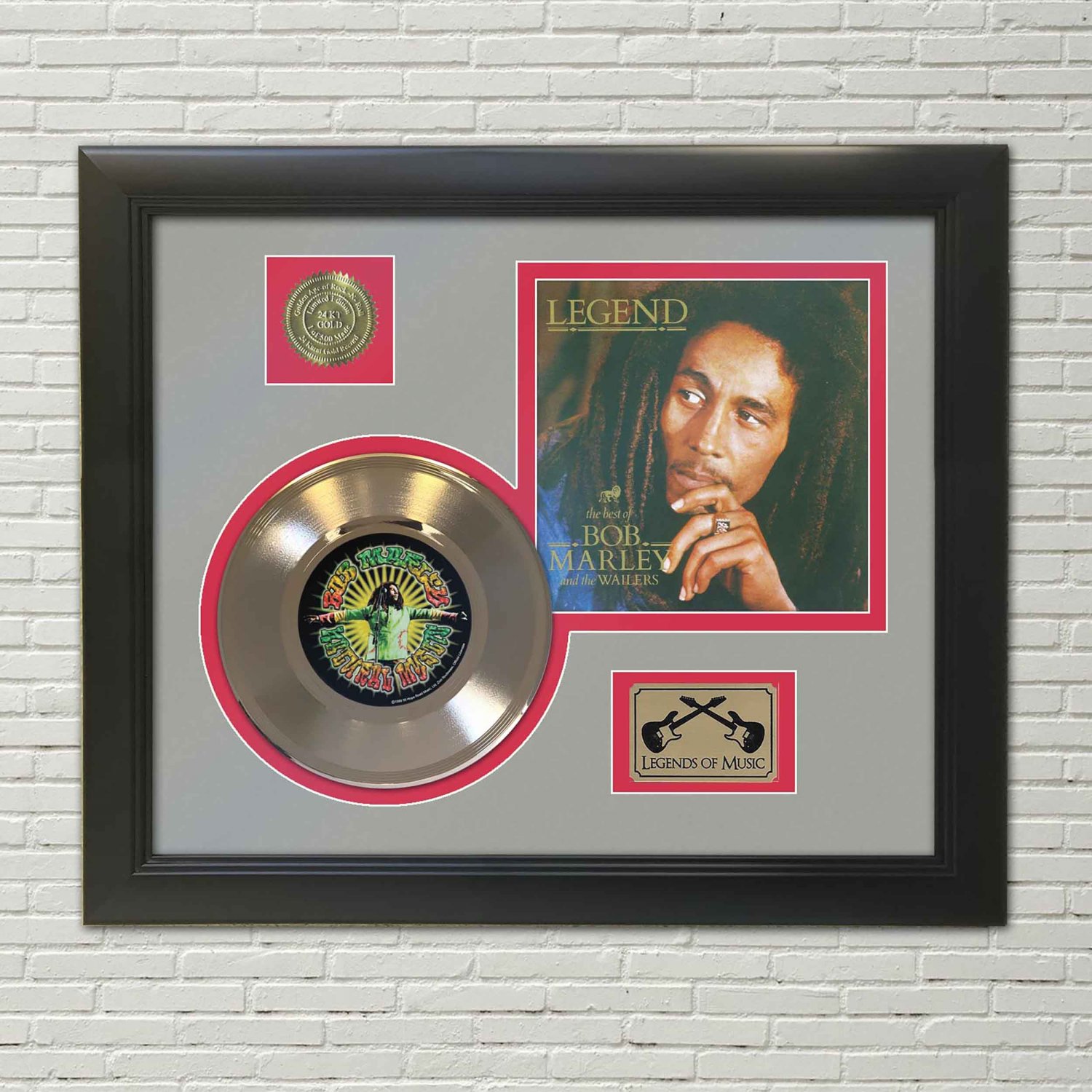 BOB MARLEY "Legend" Framed Picture Sleeve Gold 45 Record Display