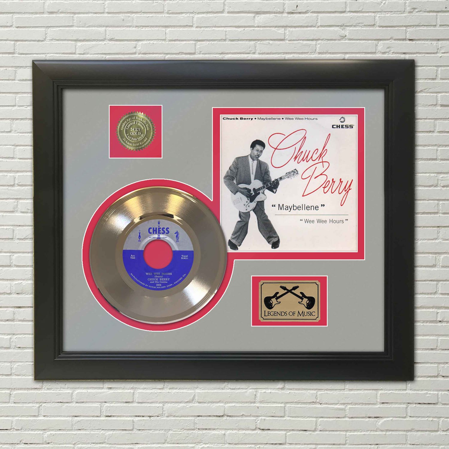 CHUCK BERRY "Wee Wee Hours" Framed Picture Sleeve Gold 45 Record Display