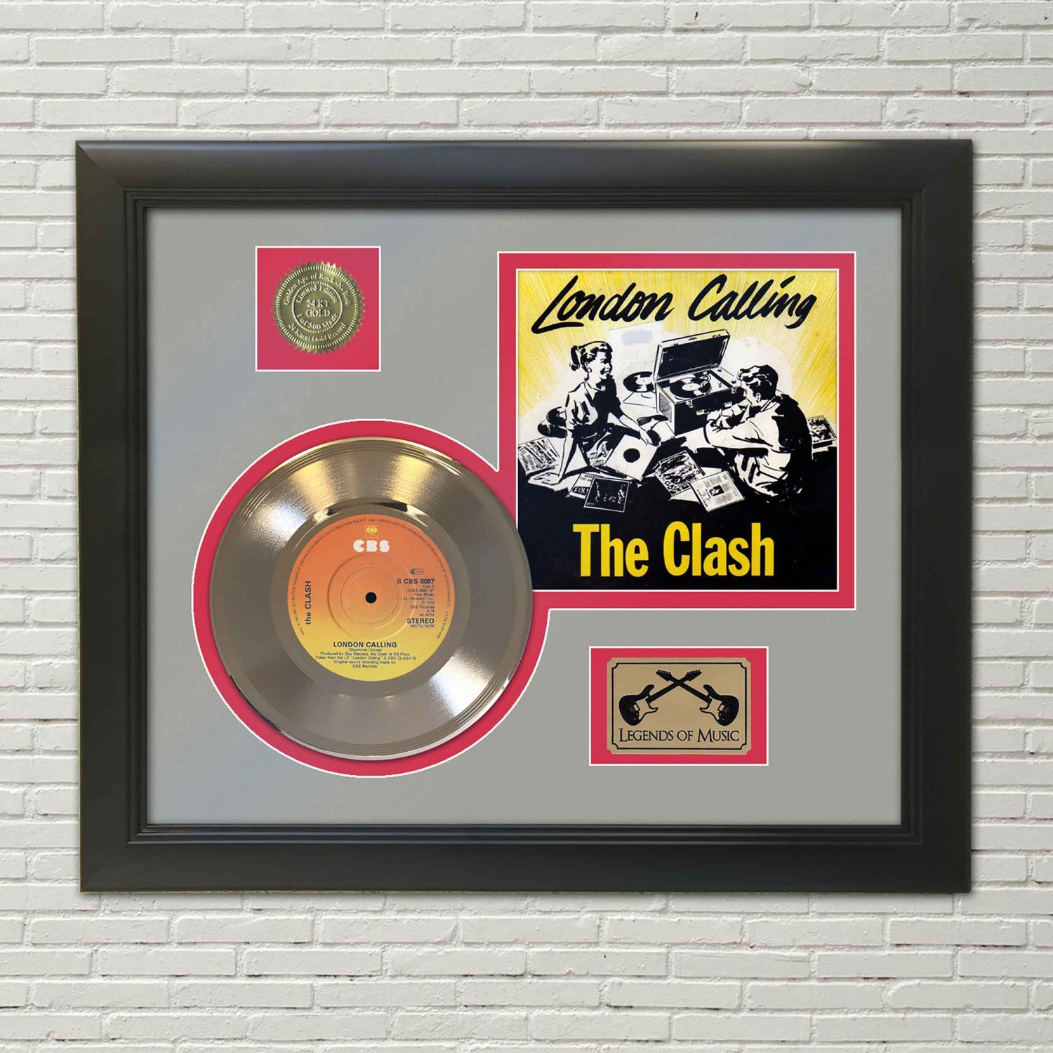 THE CLASH "London Calling" Framed Picture Sleeve Gold 45 Record Display