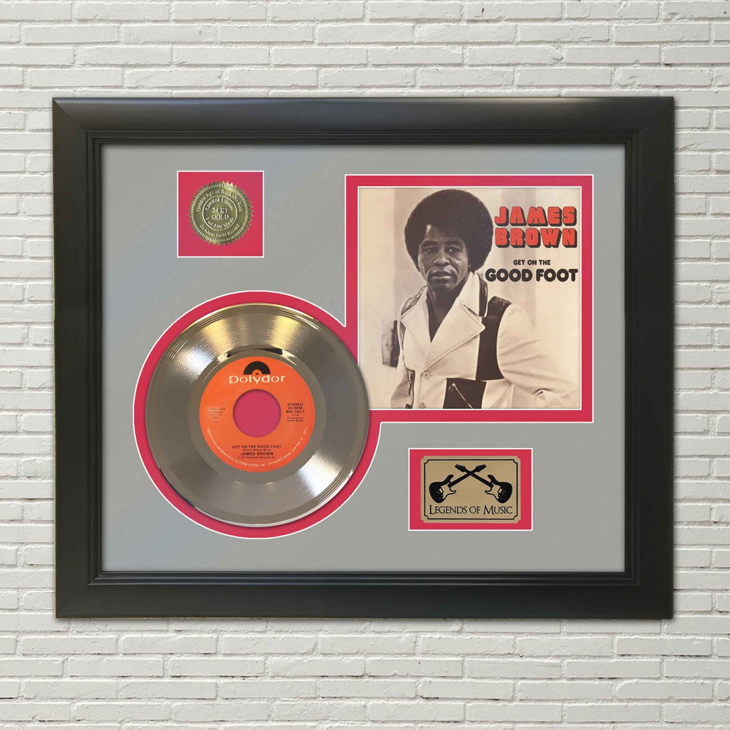 JAMES BROWN "Get on Good Foot" Framed Picture Sleeve Gold 45 Record Display