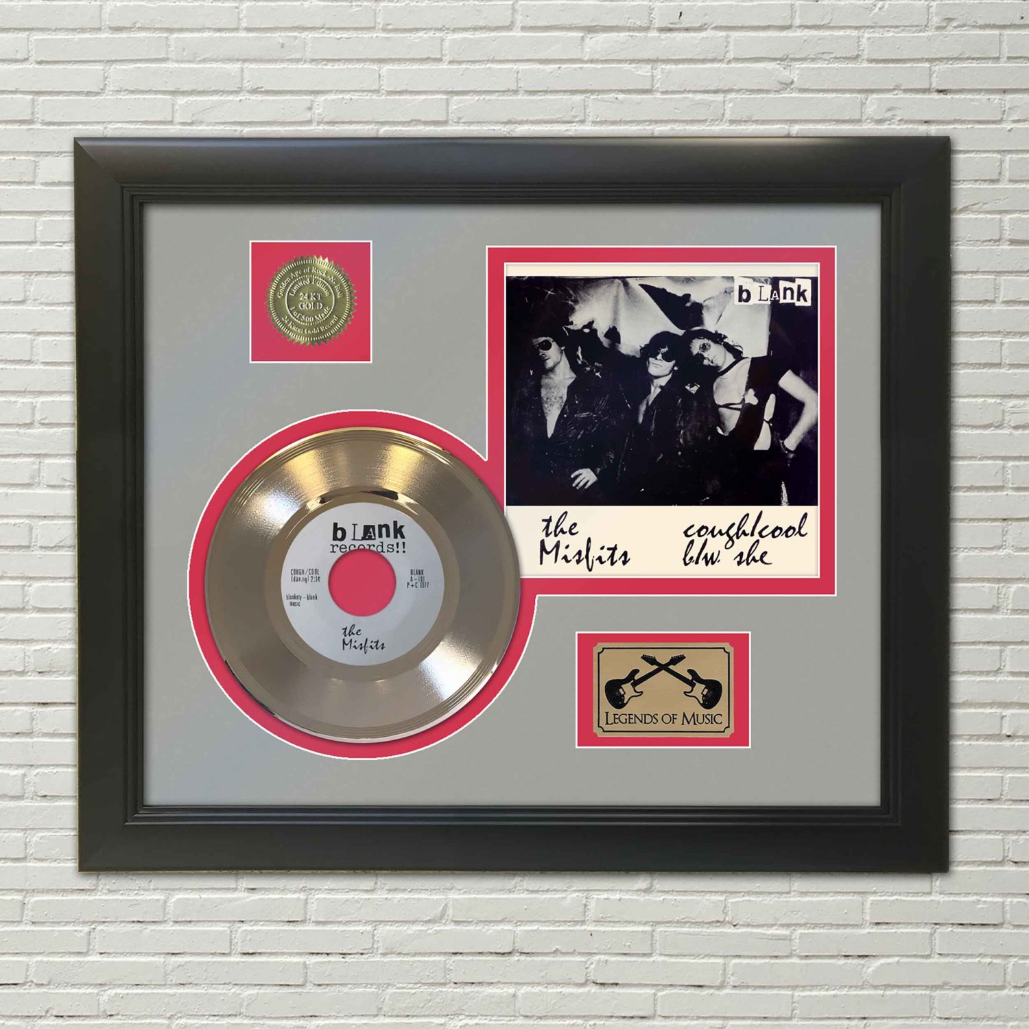 MISFITS " Cough/Cool" Framed Picture Sleeve Gold 45 Record Display