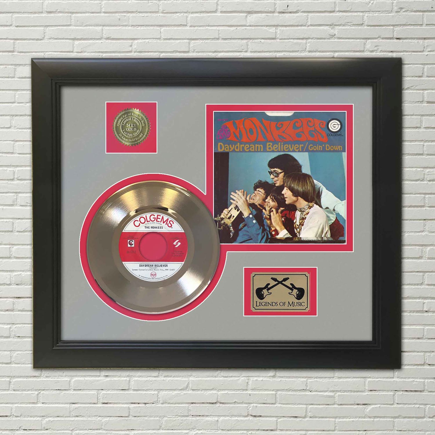 MONKEES "Daydream Believer"  Framed Picture Sleeve Gold 45 Record Display