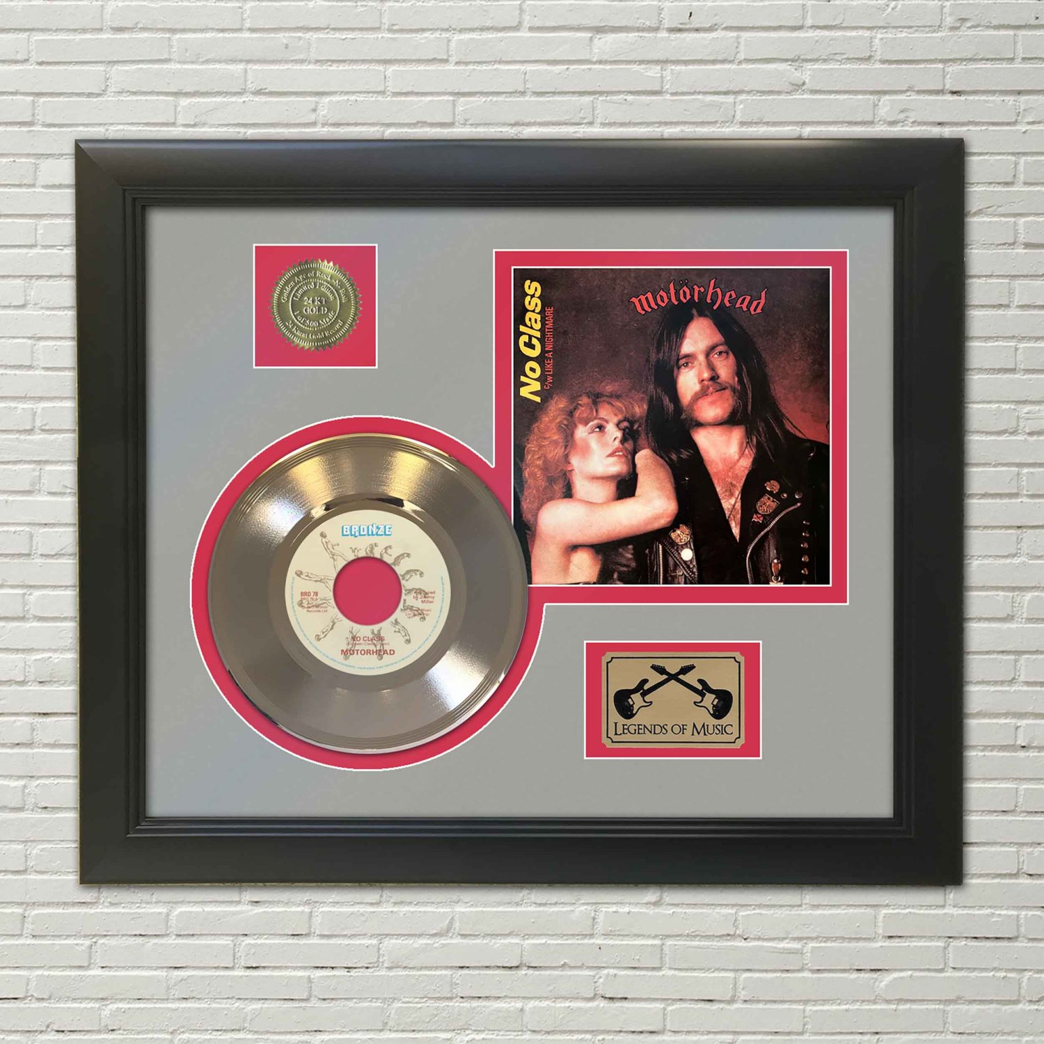 MOTORHEAD "No Class" Framed Picture Sleeve Gold 45 Record Display