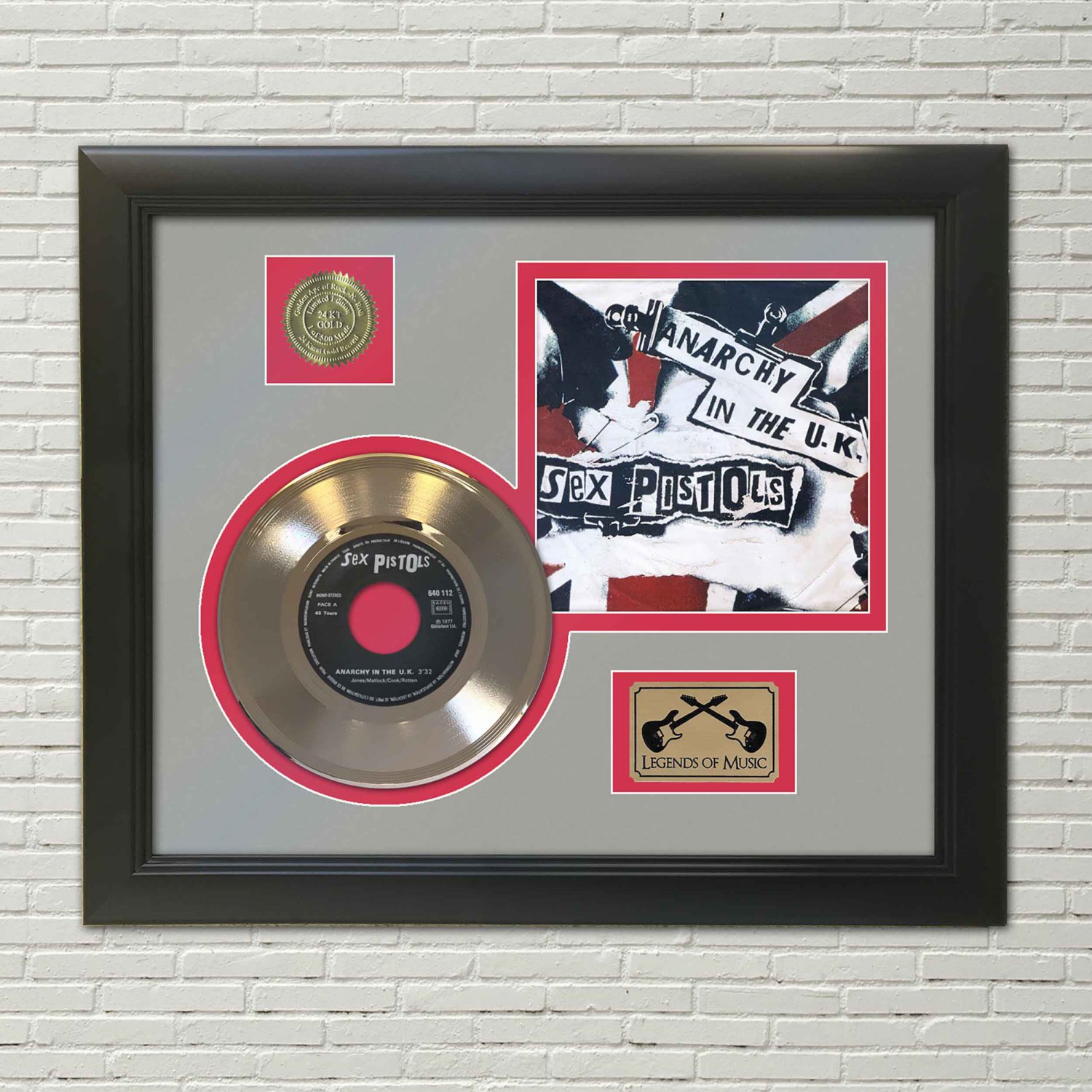 SEX PISTOLS "Anarchy in the U.K."  Framed Picture Sleeve Gold 45 Record Display