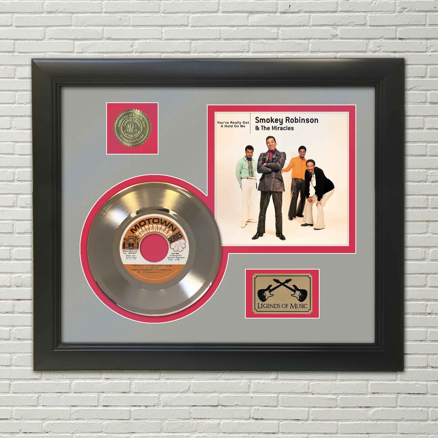 SMOKEY ROBINSON "You've Really Got a Hold on Me" Framed Picture Sleeve Gold 45 Record Display