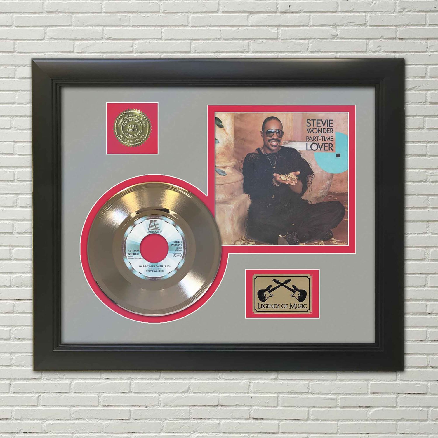 STEVIE WONDER "Part-Time Lover"  Framed Picture Sleeve Gold 45 Record Display