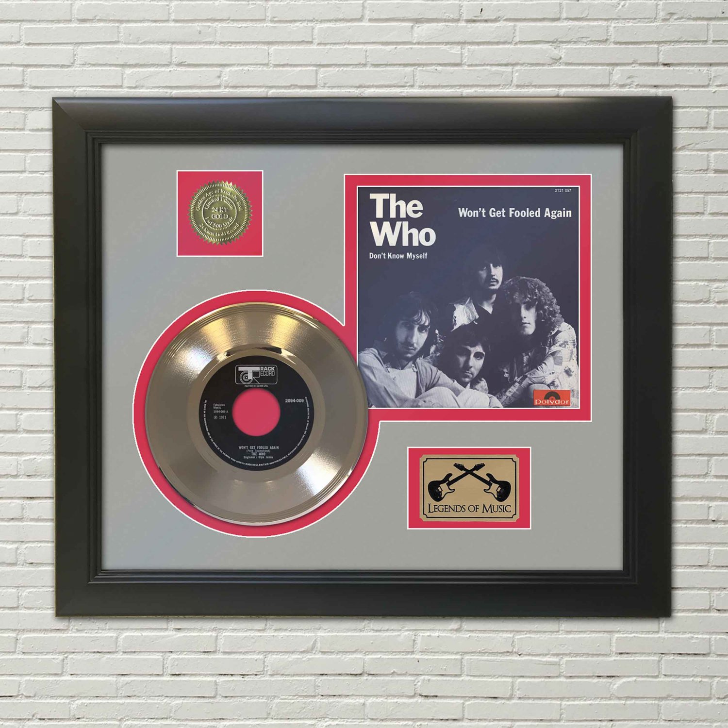 THE WHO "Wonâ��t Get Fooled Again"  Framed Picture Sleeve Gold 45 Record Display