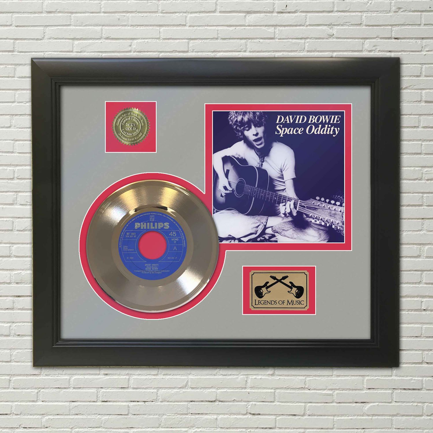 ZIGGY STARDUST "Space Oddity" Framed Picture Sleeve Gold 45 Record Display