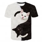 Cool Fashion T Shirt for Men Women Summer Short Sleeve -Two Cats 3d