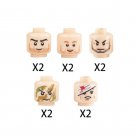 NEW Medium Brown FLESH MINIFIG HEAD - Male w/Dark Black Moustache Man Hair
