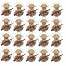 New WW2 20 White Soldiers Minifigures Wepons Pack Building Toy