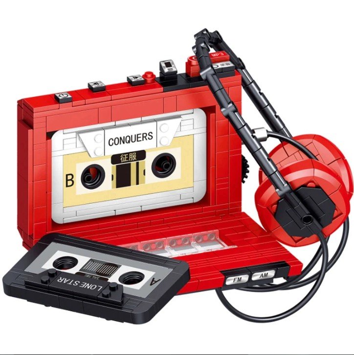 Creative Retro Walkman Headset Model Building Blocks