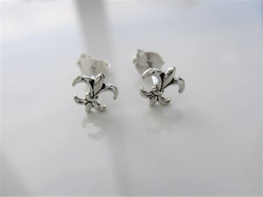 New Sterling Silver Fleur de Lis / Lys Stud / Post Earrings, Unisex, 5/16"