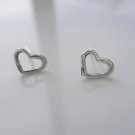 New Sterling Silver Open Heart Stud / Post Earrings, Unisex, 5/16"