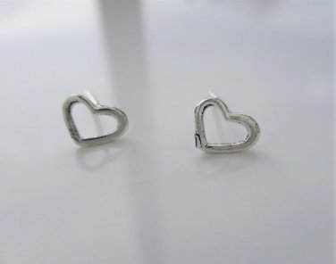 New Sterling Silver Open Heart Stud / Post Earrings, Unisex, 5/16"