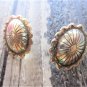 New Sterling Silver Southwest Oval Concho Burst Stud / Post Earrings, 13/16"