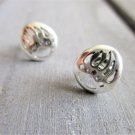 New Sterling Silver Bear Claw Paw Print Cutout Stud / Post Earrings, Unisex, 5/16"